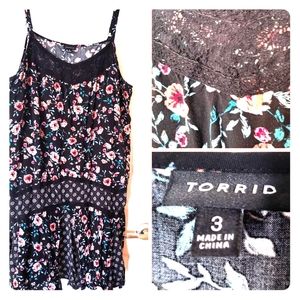 Torrid black with pink flowers mini dress